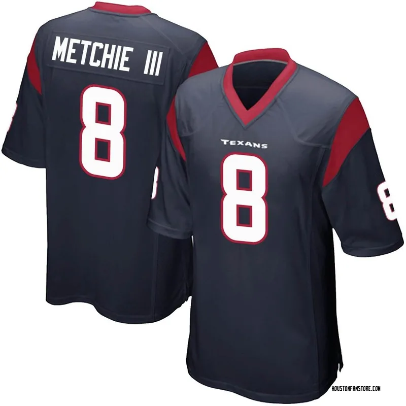 Men's Nike John Metchie III Navy Houston Texans Game Player Jersey Size: 3XL