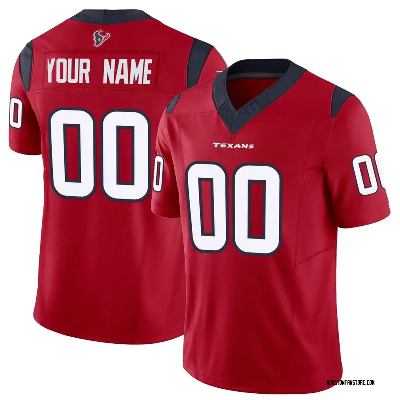 Red Men's Custom Houston Texans Limited Vapor F.U.S.E. Jersey